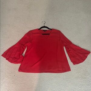 Alfani Vibrant Red Bell Sleeve Blouse v neck